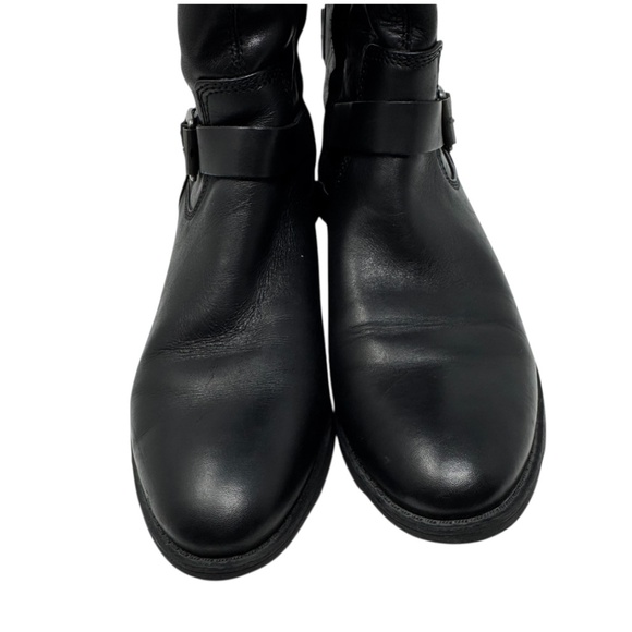 Arturo Chiang Elsie Tall Knee Leather Riding Moto Black Boot - Picture 5 of 13